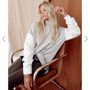 Trip To Cali Tan And White Colorblock Sweater